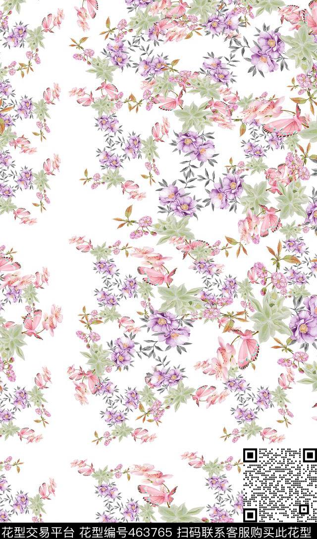 花卉清新时尚数码印花华亿平台下载（图片编号: 463765） - 瓦栏（Walan）