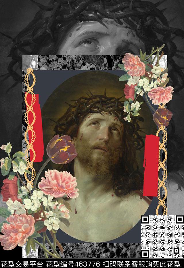 定位大牌复古花卉时尚个性数码印花华亿平台下载（图片编号: 463776） - 瓦栏（Walan）