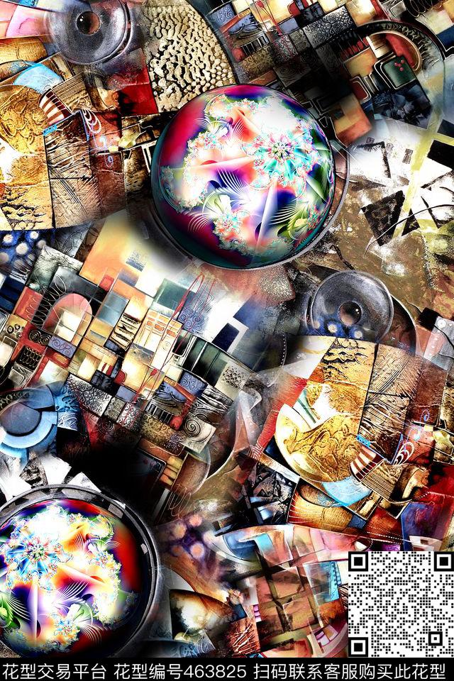 抽象几何分形数码印花华亿平台下载（图片编号: 463825） - 瓦栏（Walan）