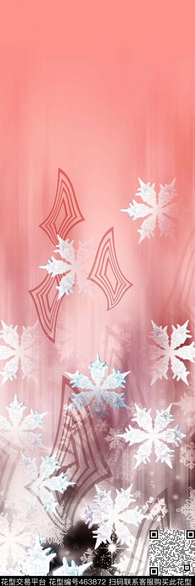 动感飘落女装时尚冷调雪花几何数码印花华亿平台下载（图片编号: 463872） - 瓦栏（Walan）