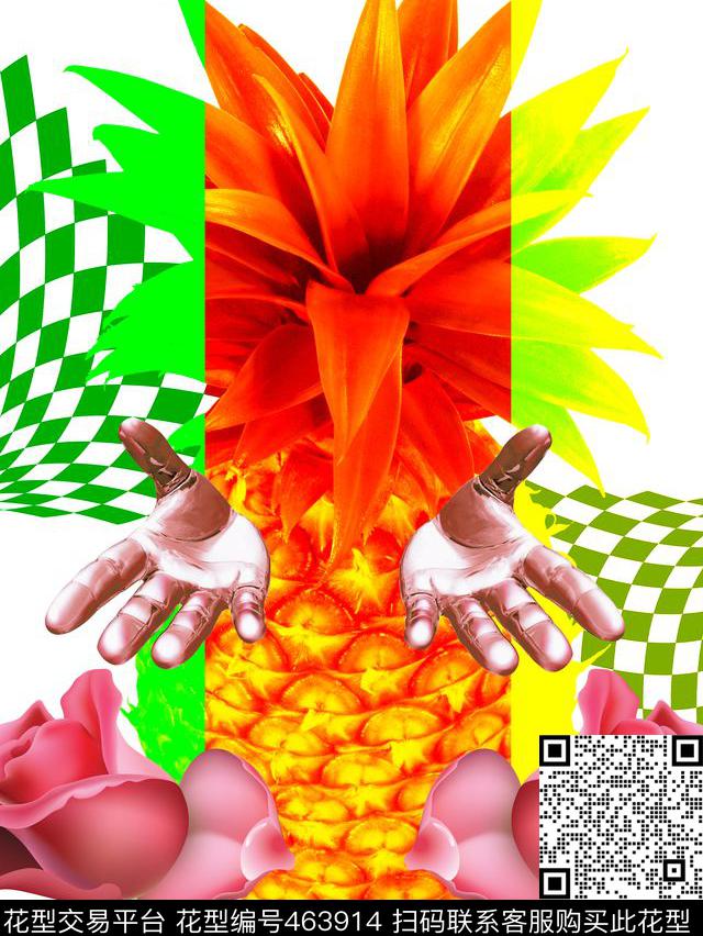 混搭写意几何图案水果花卉数码印花华亿平台下载（图片编号: 463914） - 瓦栏（Walan）