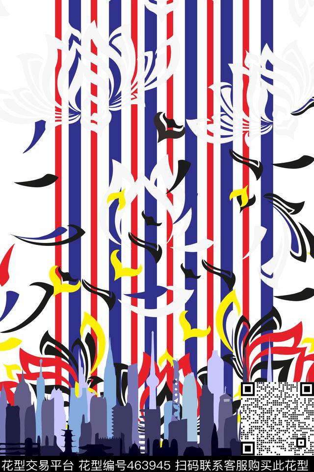 都市花几何数码印花华亿平台下载（图片编号: 463945） - 瓦栏（Walan）