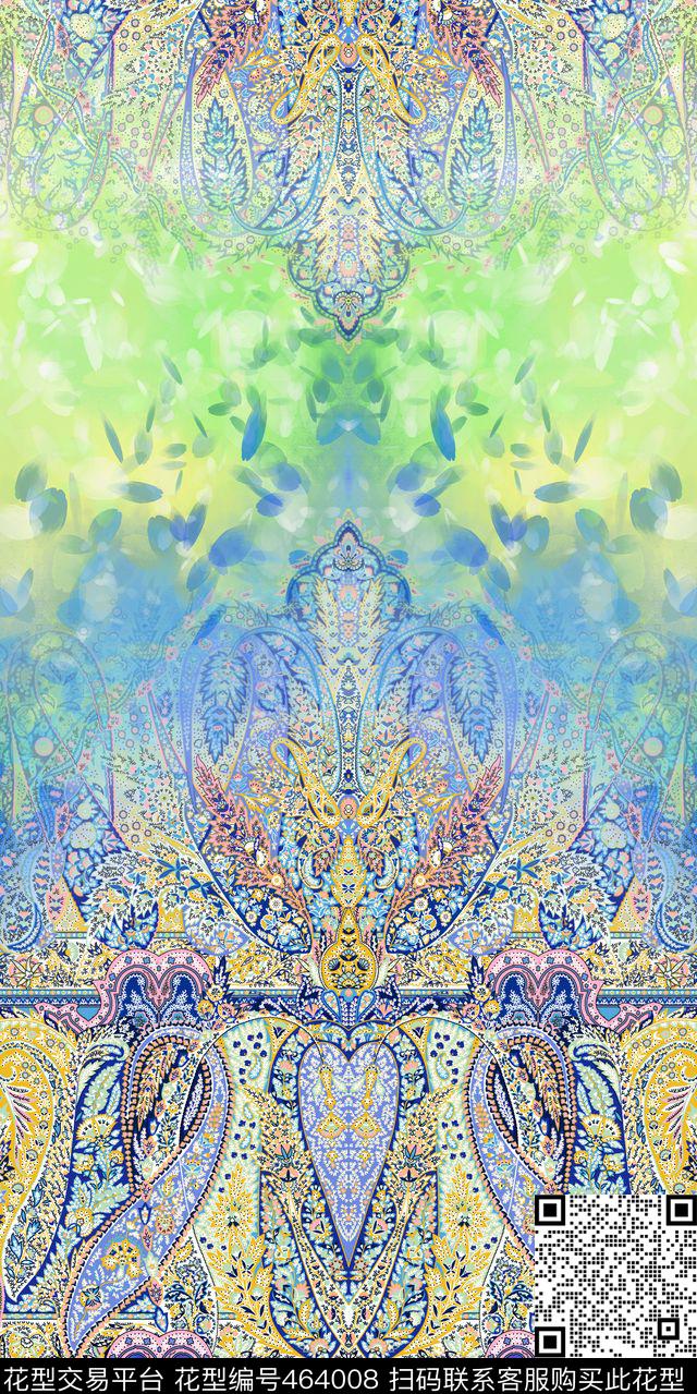 火腿纹民族风佩斯利数码印花华亿平台下载（图片编号: 464008） - 瓦栏（Walan）