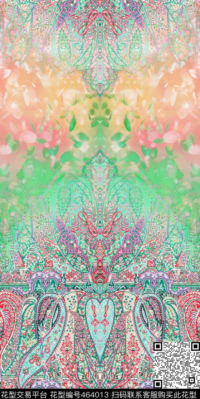 火腿纹民族风佩斯利数码印花华亿平台下载（图片编号: 464013） - 瓦栏（Walan）