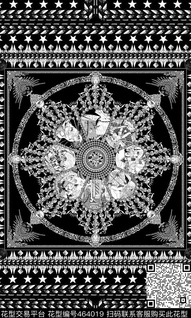 方巾图案风格立体欧式图案欧式链条数码印花华亿平台下载（图片编号: 464019） - 瓦栏（Walan）