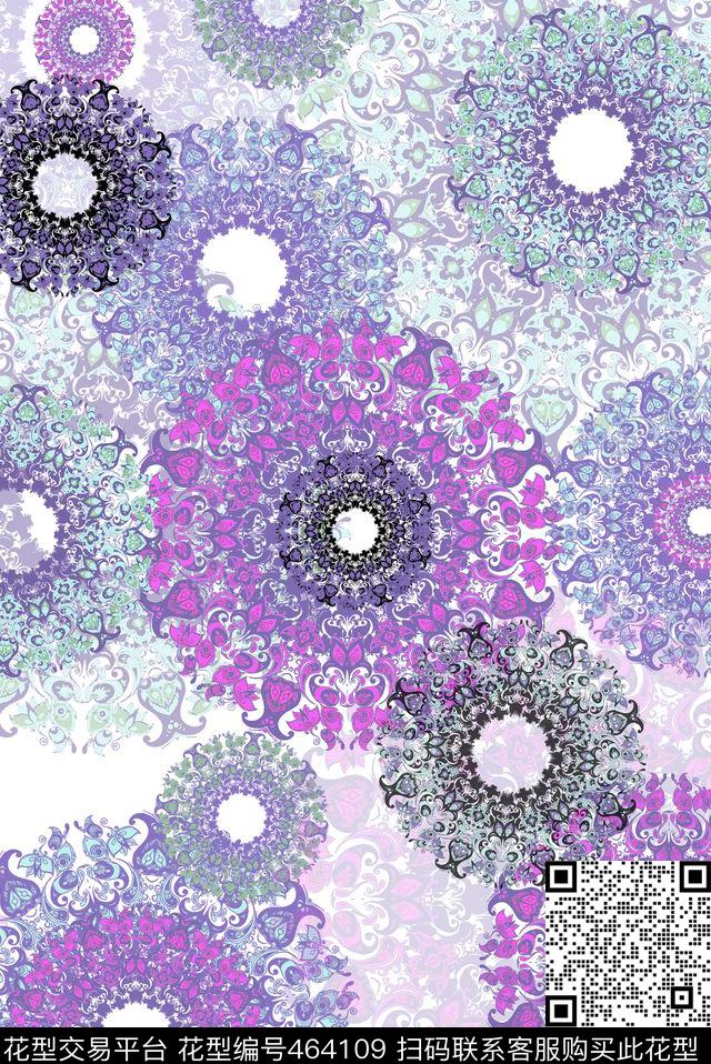 炫彩几何元素圆形传统印花华亿平台下载（图片编号: 464109） - 瓦栏（Walan）