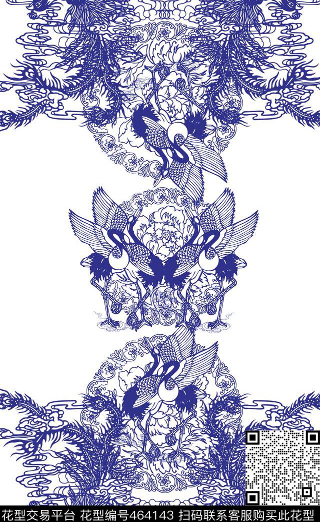 中国风祥云牡丹传统印花华亿平台下载（图片编号: 464143） - 瓦栏（Walan）