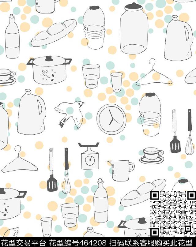波点厨具复古传统印花华亿平台下载（图片编号: 464208） - 瓦栏（Walan）