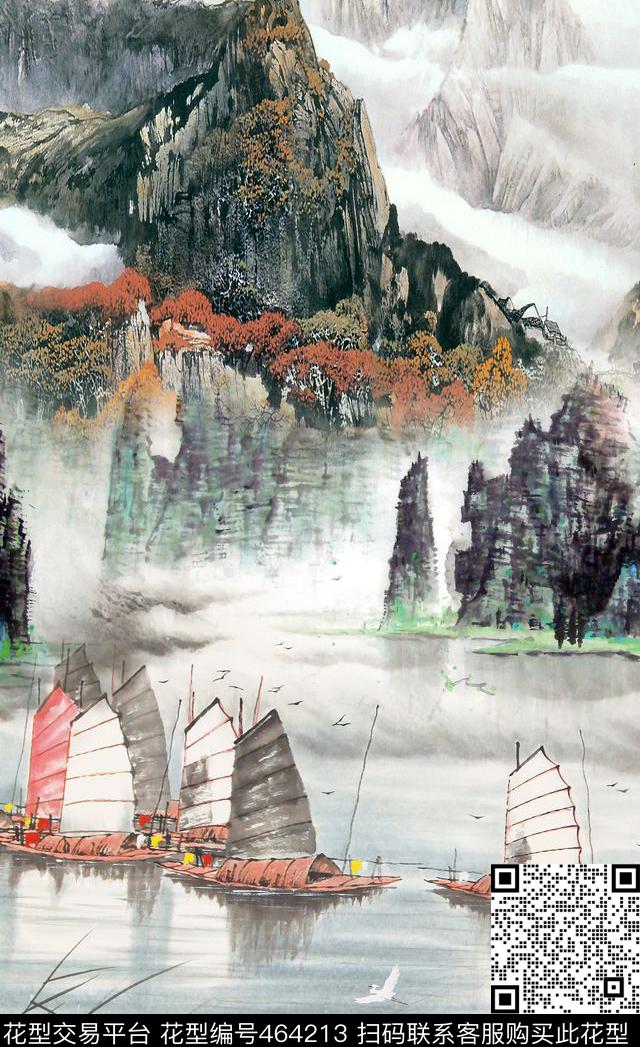 插画潮流时尚大牌中国风数码印花华亿平台下载（图片编号: 464213） - 瓦栏（Walan）