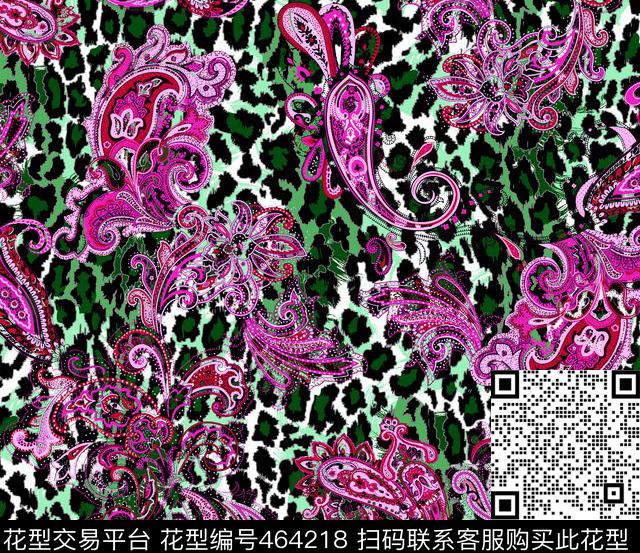 佩斯利腰果豹纹青花瓷系列数码印花华亿平台下载（图片编号: 464218） - 瓦栏（Walan）