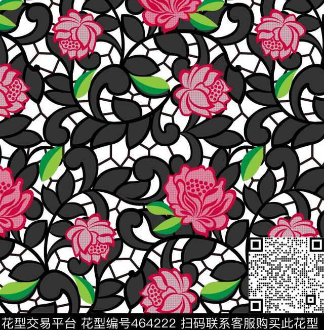 宫廷风花卉卷草传统印花华亿平台下载（图片编号: 464222） - 瓦栏（Walan）