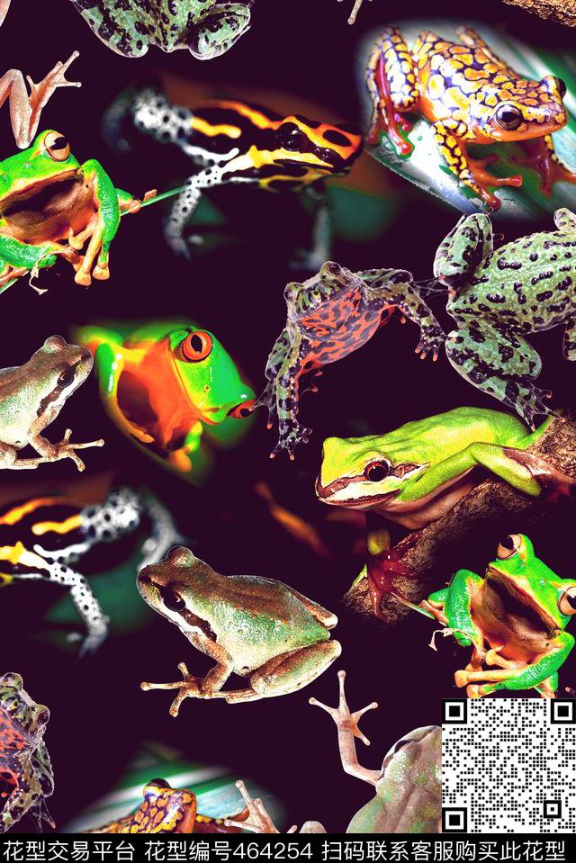 动物青蛙深底数码印花华亿平台下载（图片编号: 464254） - 瓦栏（Walan）