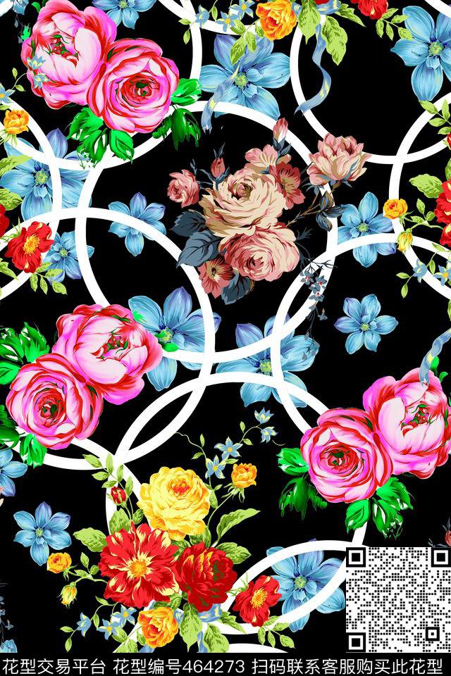 时尚休闲花卉数码印花华亿平台下载（图片编号: 464273） - 瓦栏（Walan）