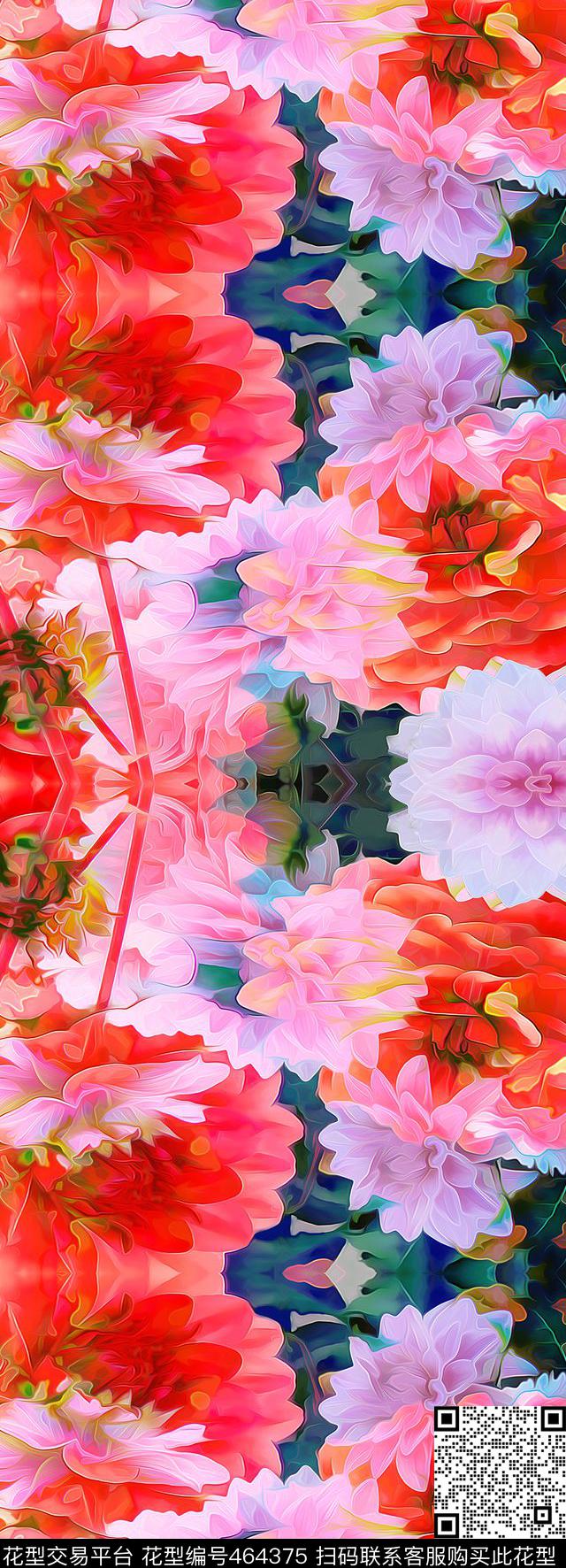 现代花卉叶子数码印花华亿平台下载（图片编号: 464375） - 瓦栏（Walan）