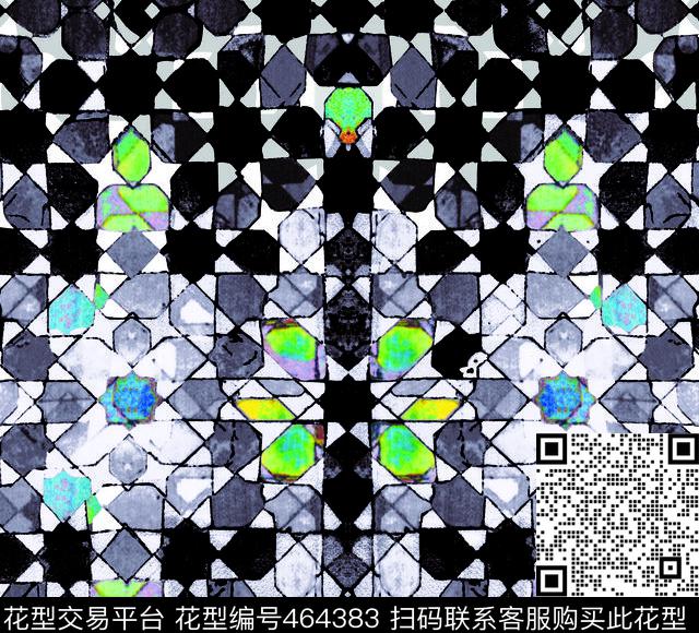 时尚几何格子数码印花华亿平台下载（图片编号: 464383） - 瓦栏（Walan）