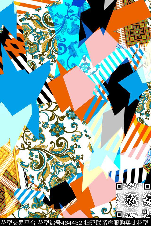 色块几何传统印花华亿平台下载（图片编号: 464432） - 瓦栏（Walan）
