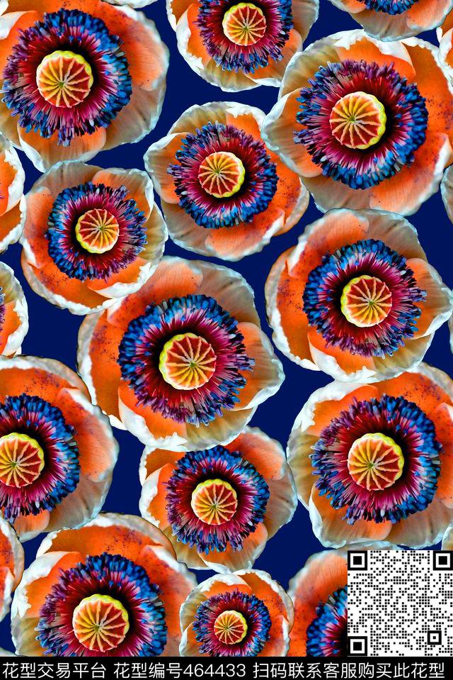 大花花朵花卉数码印花华亿平台下载（图片编号: 464433） - 瓦栏（Walan）