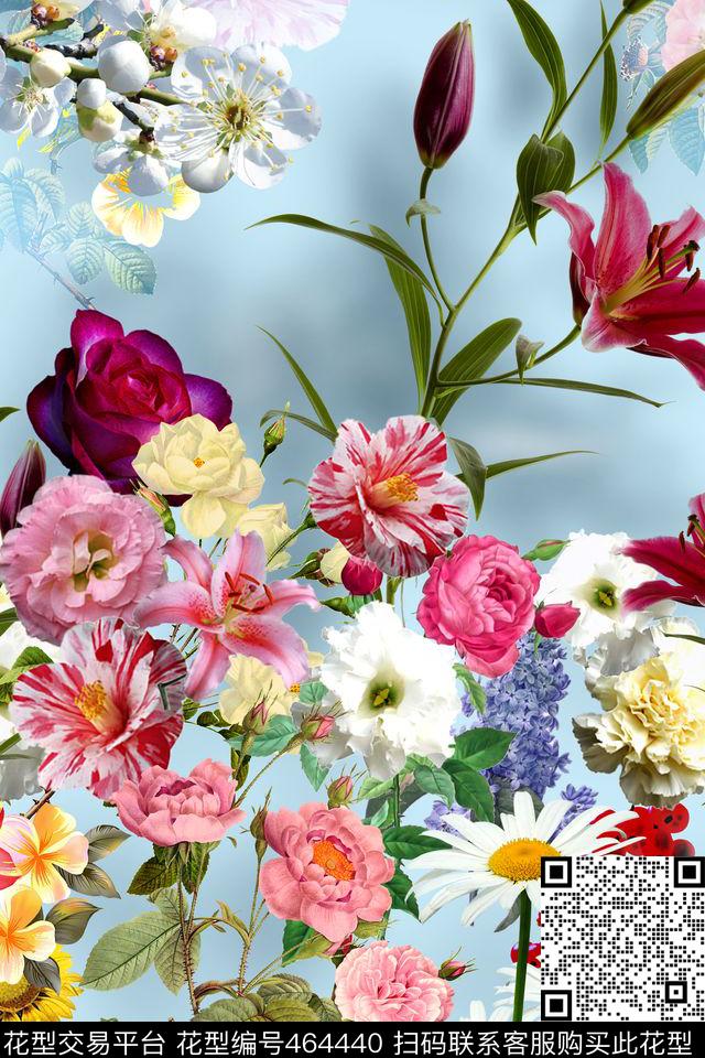 花朵时尚花卉数码印花华亿平台下载（图片编号: 464440） - 瓦栏（Walan）