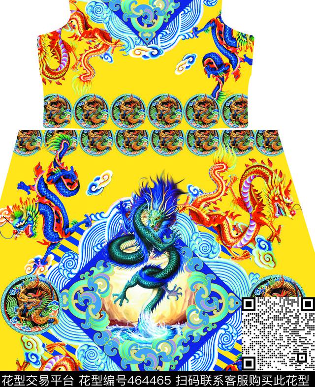MAX-定位中国民族风龙民族数码印花华亿平台下载（图片编号: 464465） - 瓦栏（Walan）