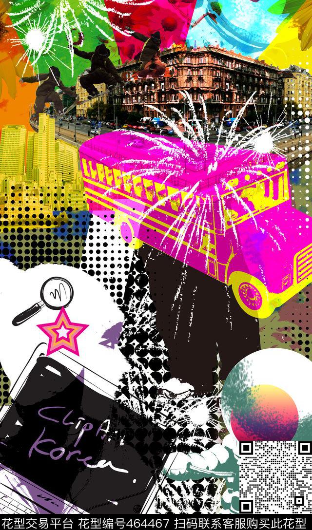 欧式车建筑人物时尚定位裁片数码印花华亿平台下载（图片编号: 464467） - 瓦栏（Walan）