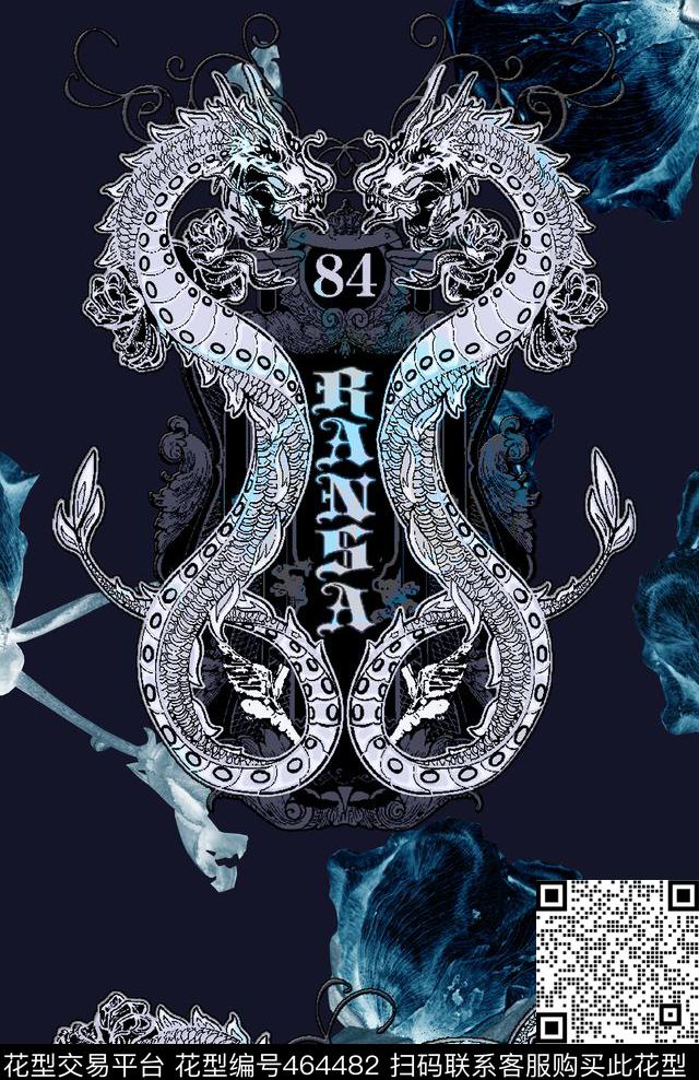 素描中国风中国龙数码印花华亿平台下载（图片编号: 464482） - 瓦栏（Walan）