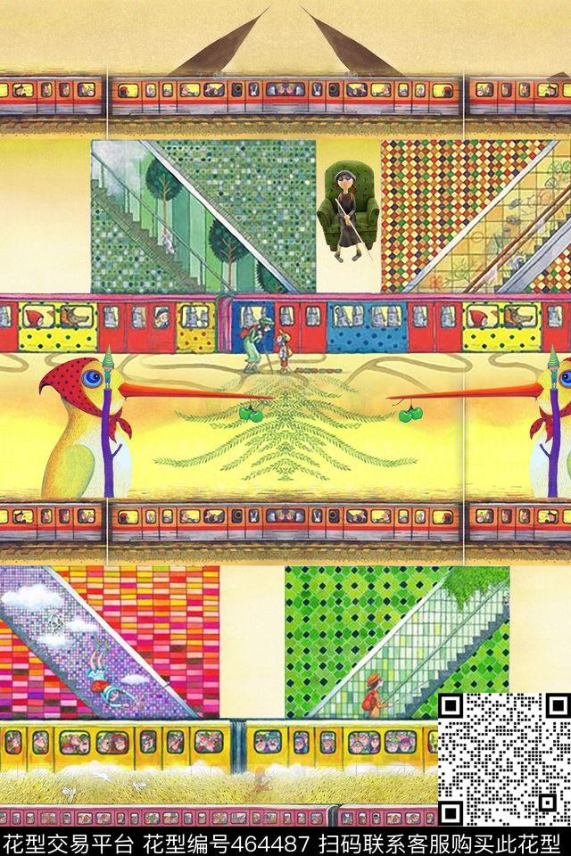 地下铁卡通漫画数码印花华亿平台下载（图片编号: 464487） - 瓦栏（Walan）