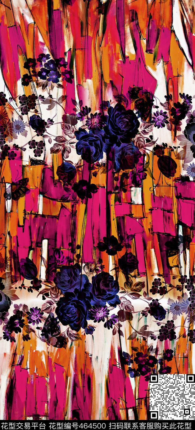 抽象色彩大块数码印花华亿平台下载（图片编号: 464500） - 瓦栏（Walan）