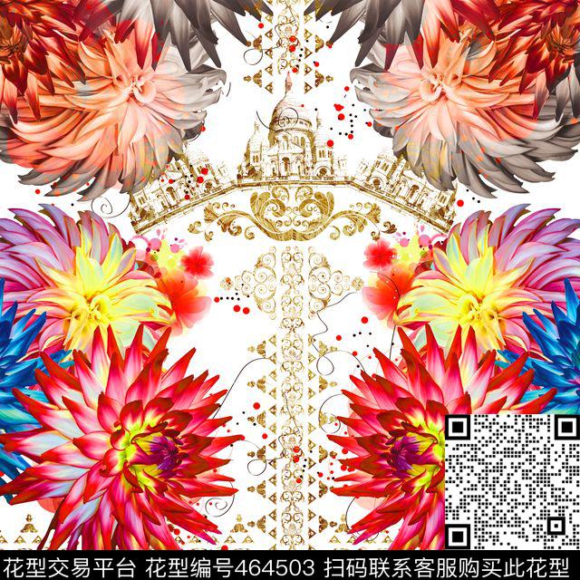 MAX-定位欧美民族风定位花卉印花民族建筑几何数码印花华亿平台下载（图片编号: 464503） - 瓦栏（Walan）