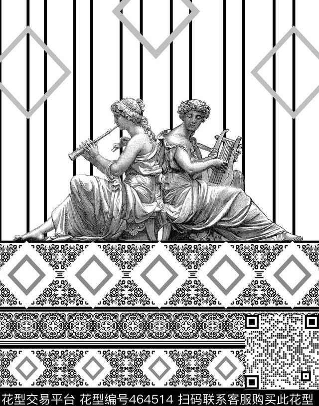 复古几何欧式传统印花华亿平台下载（图片编号: 464514） - 瓦栏（Walan）