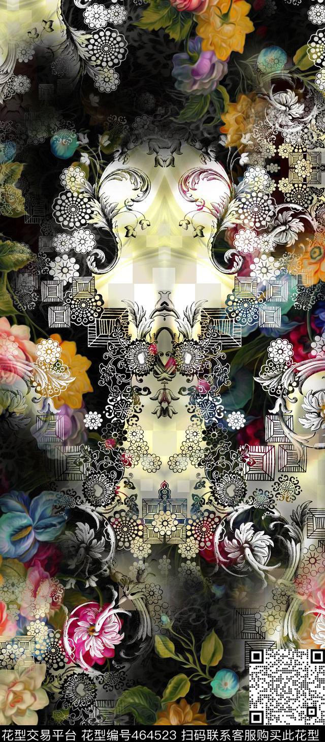 对称回话几何数码印花华亿平台下载（图片编号: 464523） - 瓦栏（Walan）