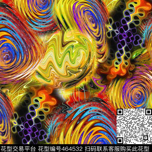 棒棒糖彩色圆环几何数码印花华亿平台下载（图片编号: 464532） - 瓦栏（Walan）