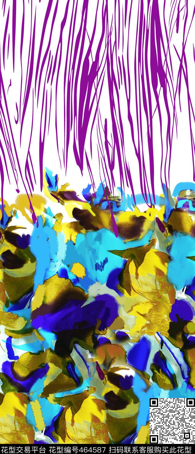 韩版条纹抽象图案数码印花华亿平台下载（图片编号: 464587） - 瓦栏（Walan）