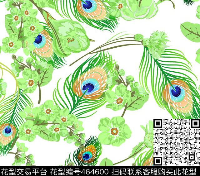 花朵流行时尚羽毛传统印花华亿平台下载（图片编号: 464600） - 瓦栏（Walan）