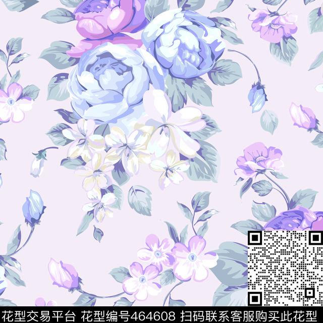 花朵花卉玫瑰数码印花华亿平台下载（图片编号: 464608） - 瓦栏（Walan）