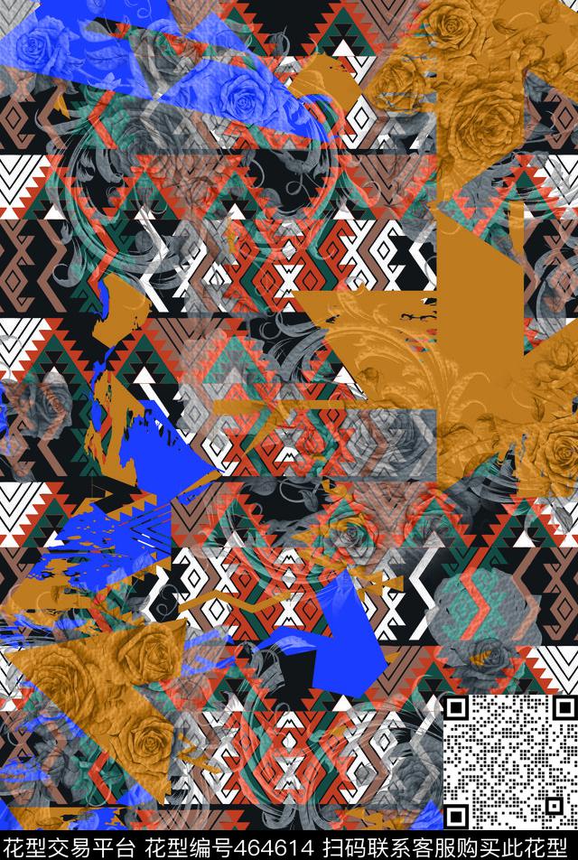 民族风女装传统纹样数码印花华亿平台下载（图片编号: 464614） - 瓦栏（Walan）