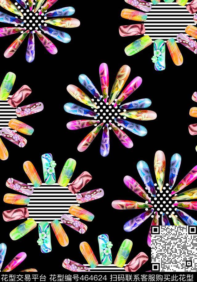 趣味指甲印花科技光感条纹数码印花华亿平台下载（图片编号: 464624） - 瓦栏（Walan）