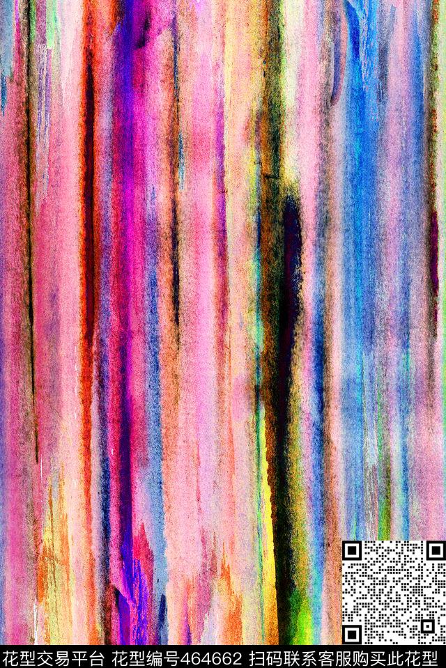 水彩水墨条纹数码印花华亿平台下载（图片编号: 464662） - 瓦栏（Walan）
