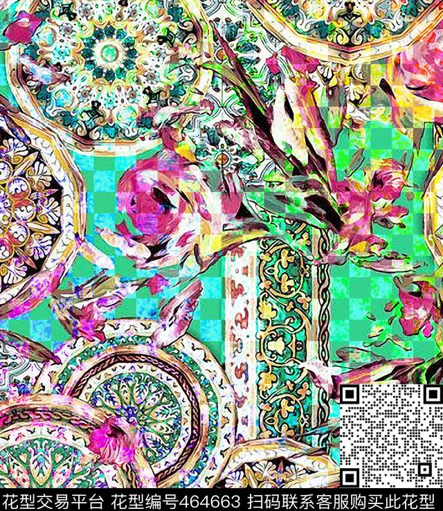 花卉绚丽格多彩数码数码印花华亿平台下载（图片编号: 464663） - 瓦栏（Walan）