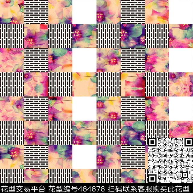 花卉格子潮流传统印花华亿平台下载（图片编号: 464676） - 瓦栏（Walan）