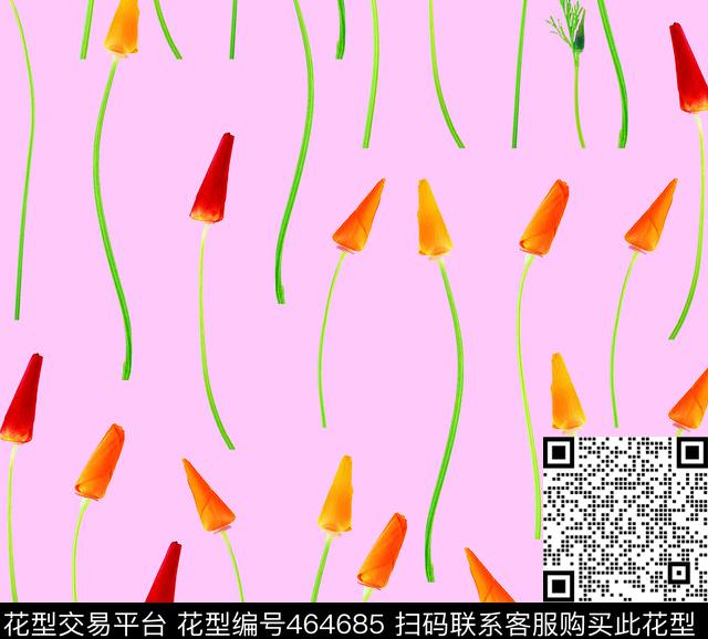 现代鲜花条条数码印花华亿平台下载（图片编号: 464685） - 瓦栏（Walan）