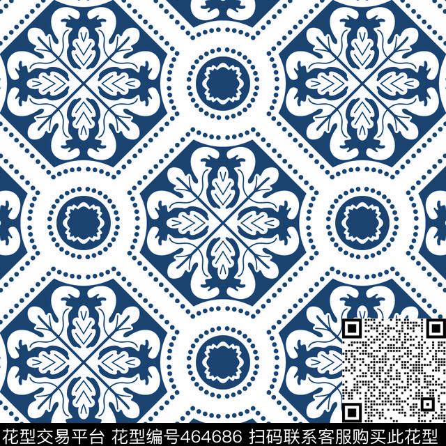 花卉青花瓷中国风传统印花华亿平台下载（图片编号: 464686） - 瓦栏（Walan）