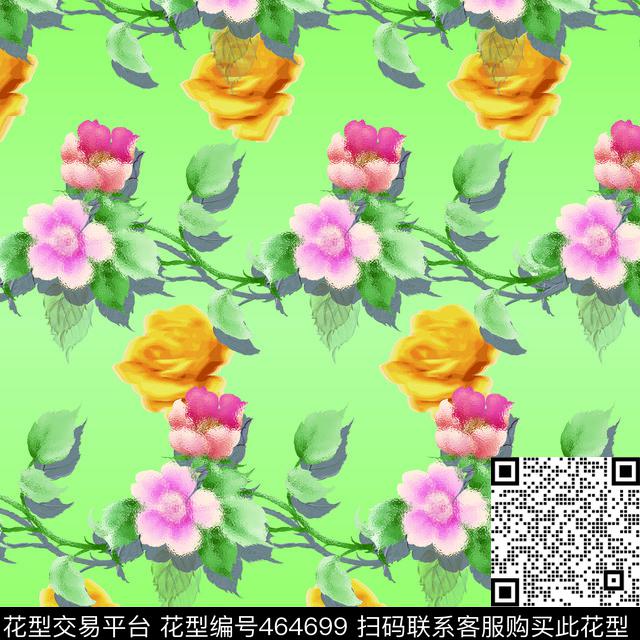模糊风格花卉背影传统印花华亿平台下载（图片编号: 464699） - 瓦栏（Walan）