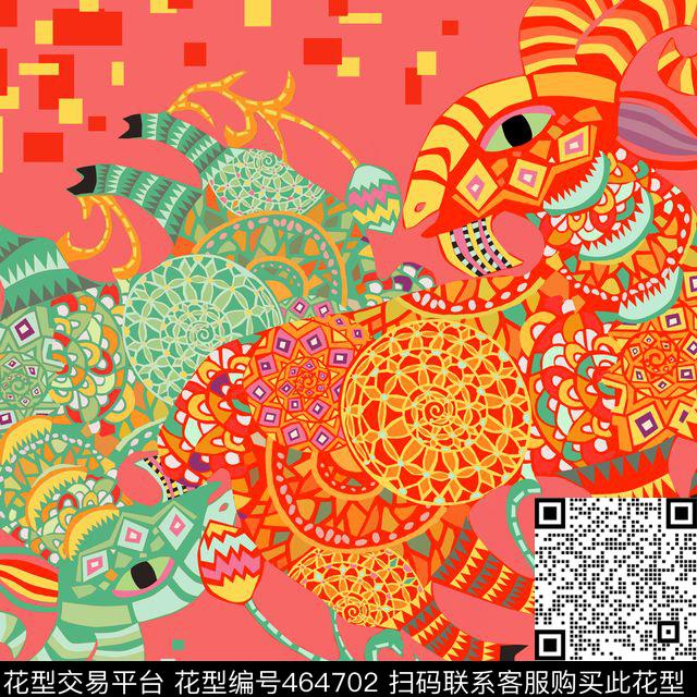 民族风特色羊传统印花华亿平台下载（图片编号: 464702） - 瓦栏（Walan）