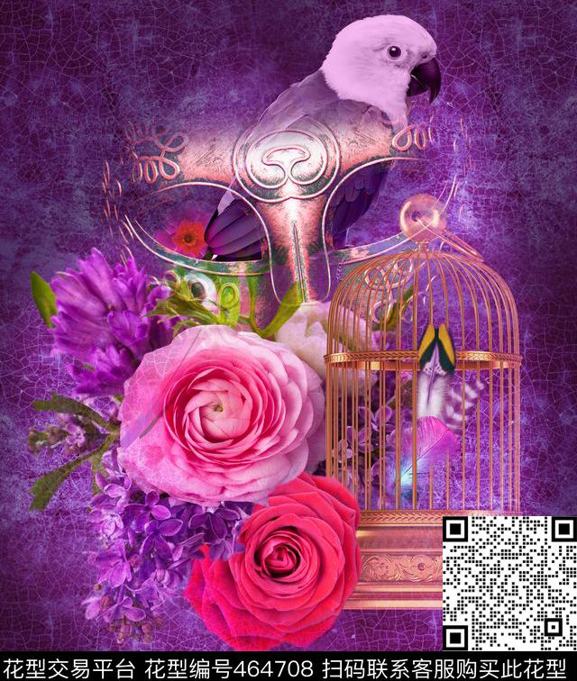 T恤图案潮流花纹花鸟集数码印花华亿平台下载（图片编号: 464708） - 瓦栏（Walan）