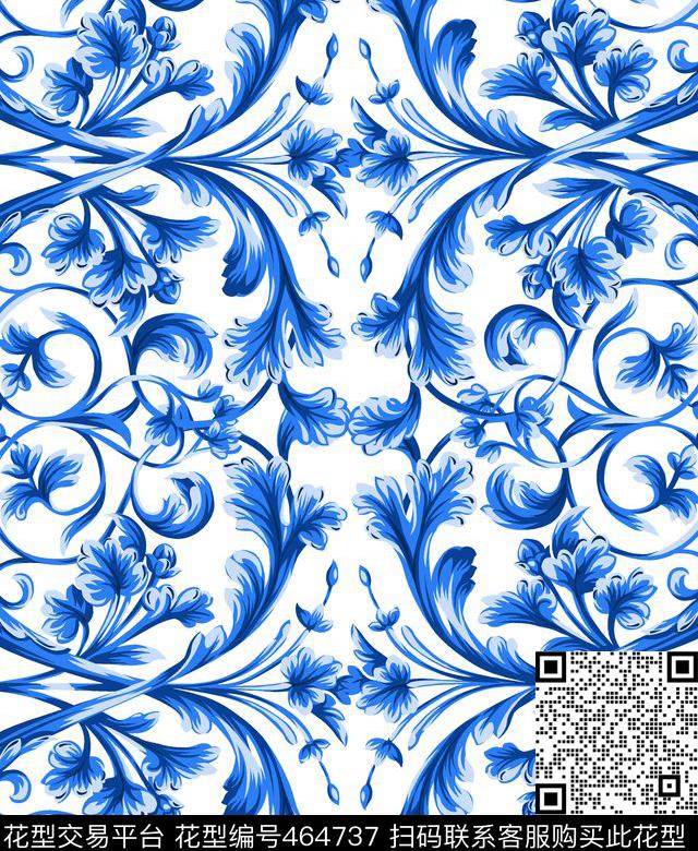 花卉青花瓷中国风传统印花华亿平台下载（图片编号: 464737） - 瓦栏（Walan）