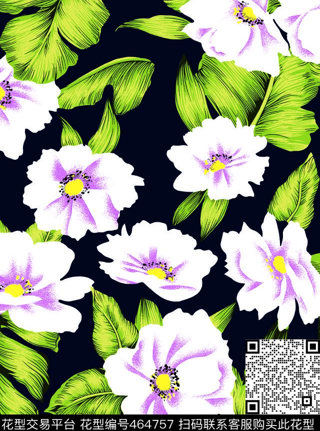花朵手绘花卉叶子传统印花华亿平台下载（图片编号: 464757） - 瓦栏（Walan）