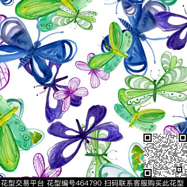 蝴蝶花卉数码印花水彩花卉数码印花华亿平台下载（图片编号: 464790） - 瓦栏（Walan）