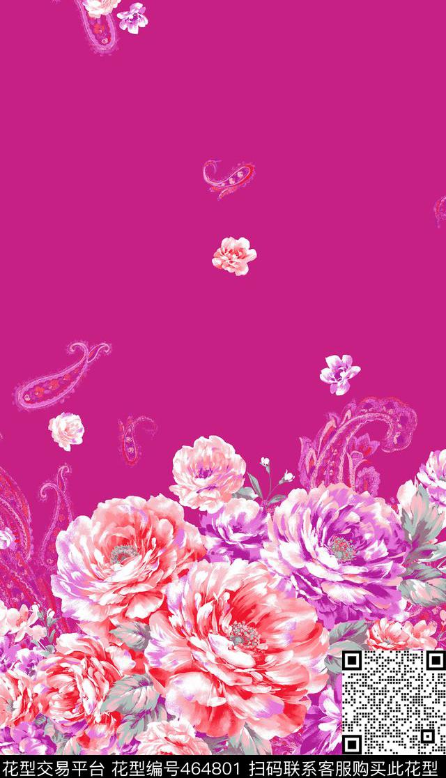 花卉火腿民族数码印花华亿平台下载（图片编号: 464801） - 瓦栏（Walan）