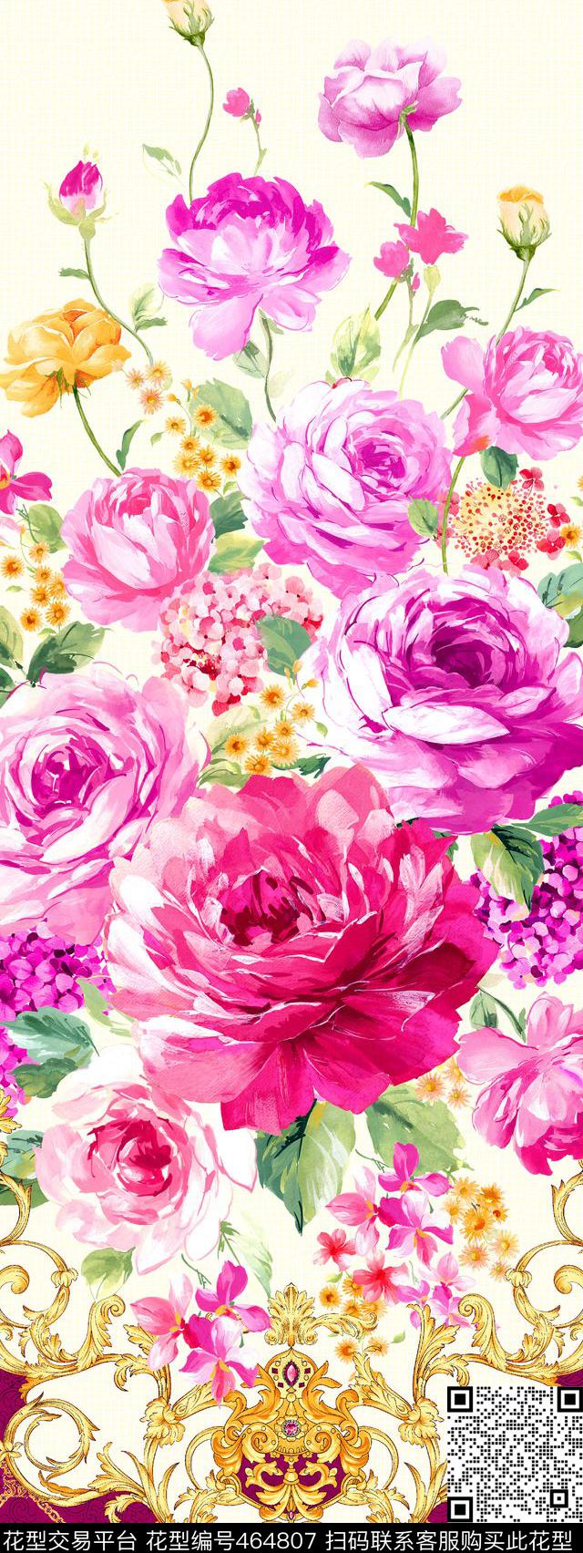 格纹花卉民族数码印花华亿平台下载（图片编号: 464807） - 瓦栏（Walan）