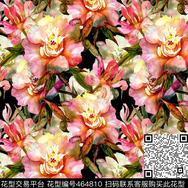家纺图案满地花图案水彩图案数码印花华亿平台下载（图片编号: 464810） - 瓦栏（Walan）